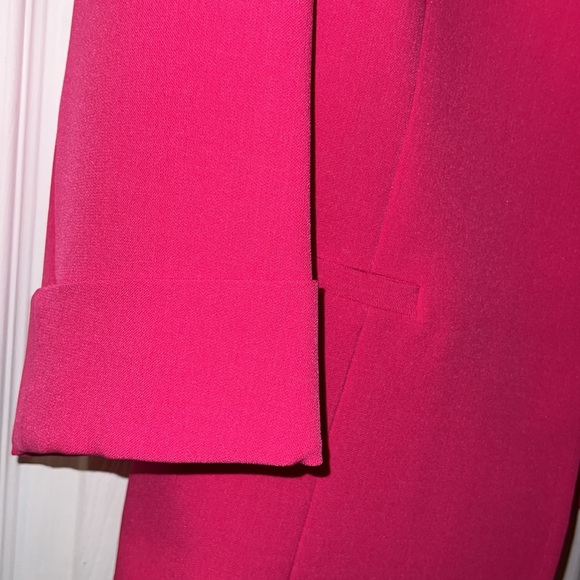 Kasper Hot Pink Stretch Crepe Open Front Roll Sleeve Lined Jacket - Picture 8 of 14